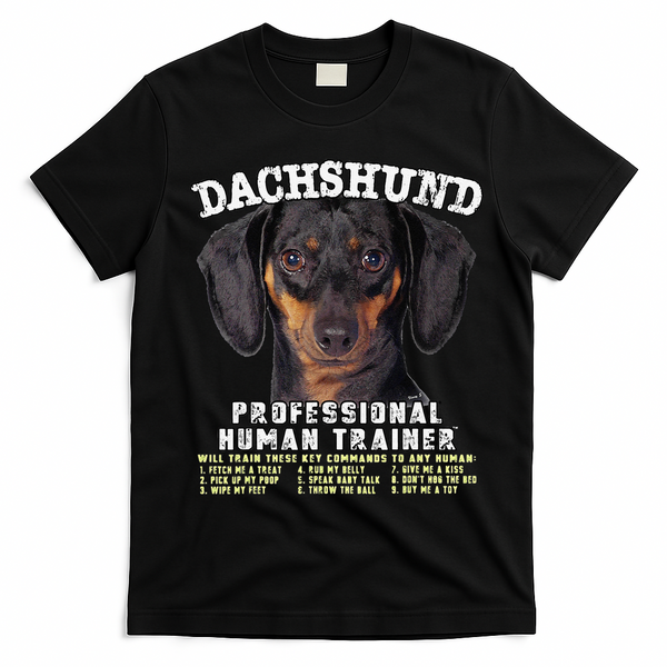 Dachshund Black Tan Professional Human Trainer Cute Dog T-Shirt - Black