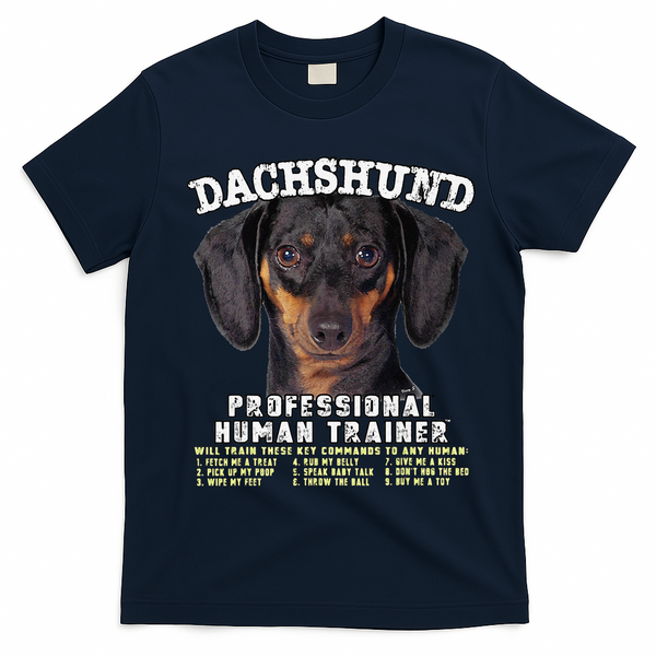 Dachshund Black Tan Professional Human Trainer Cute Dog T-Shirt - Navy Blue