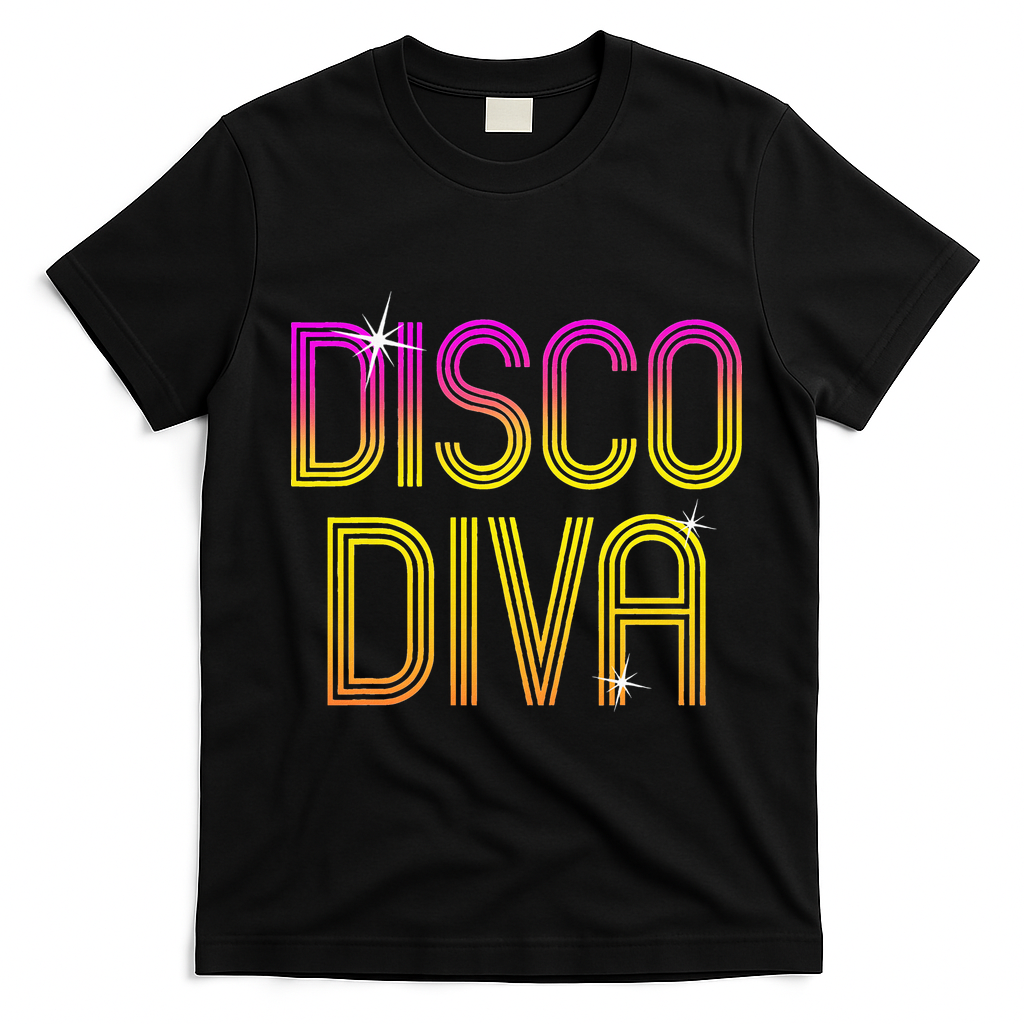 Disco Diva 70s 80s Party Dance T-Shirt - Black