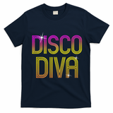 Disco Diva 70s 80s Party Dance T-Shirt - Navy Blue