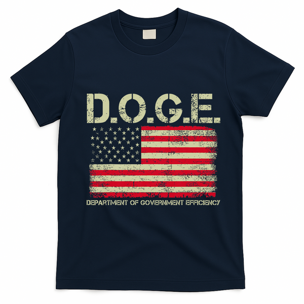 D.O.G.E Doge Department Of Government Efficiency On Back T-Shirt - Navy Blue