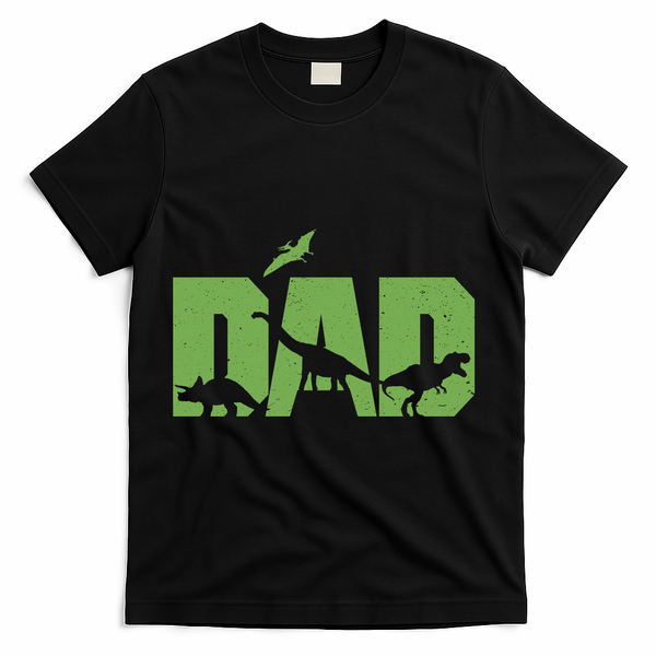 Dinosaur Dad Father's Day T-Shirt - Black