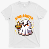 Diwalloween Diwali Halloween Fun Boo Ghost Lantern Deepavali T-Shirt - White