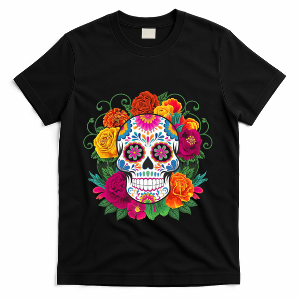 Dia De Los Muertos Costume Day Of The Dead Sugar Skull T-Shirt - Black
