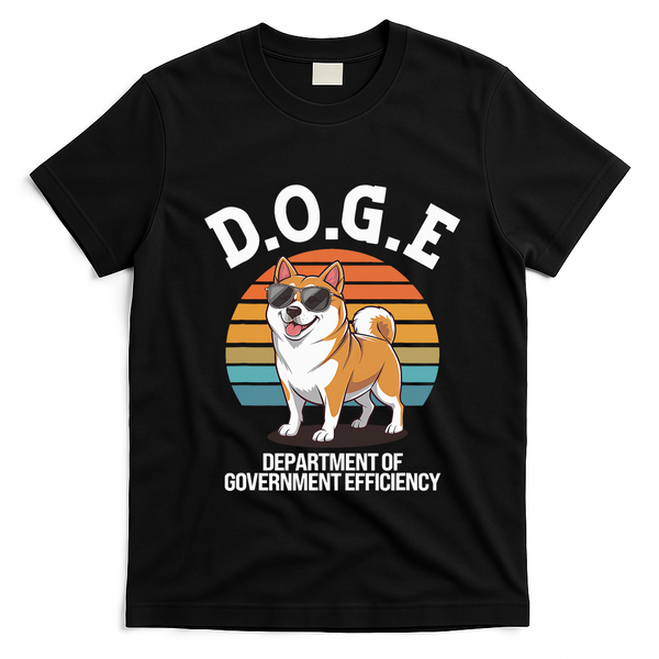 Doge Department Of Government Efficiency Cute Shiba Inu Dog T-Shirt - Black