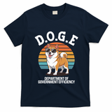 Doge Department Of Government Efficiency Cute Shiba Inu Dog T-Shirt - Navy Blue
