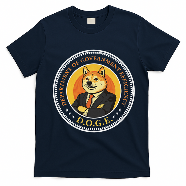 Doge Department Of Government Efficiency Doge Design T-Shirt - Navy Blue