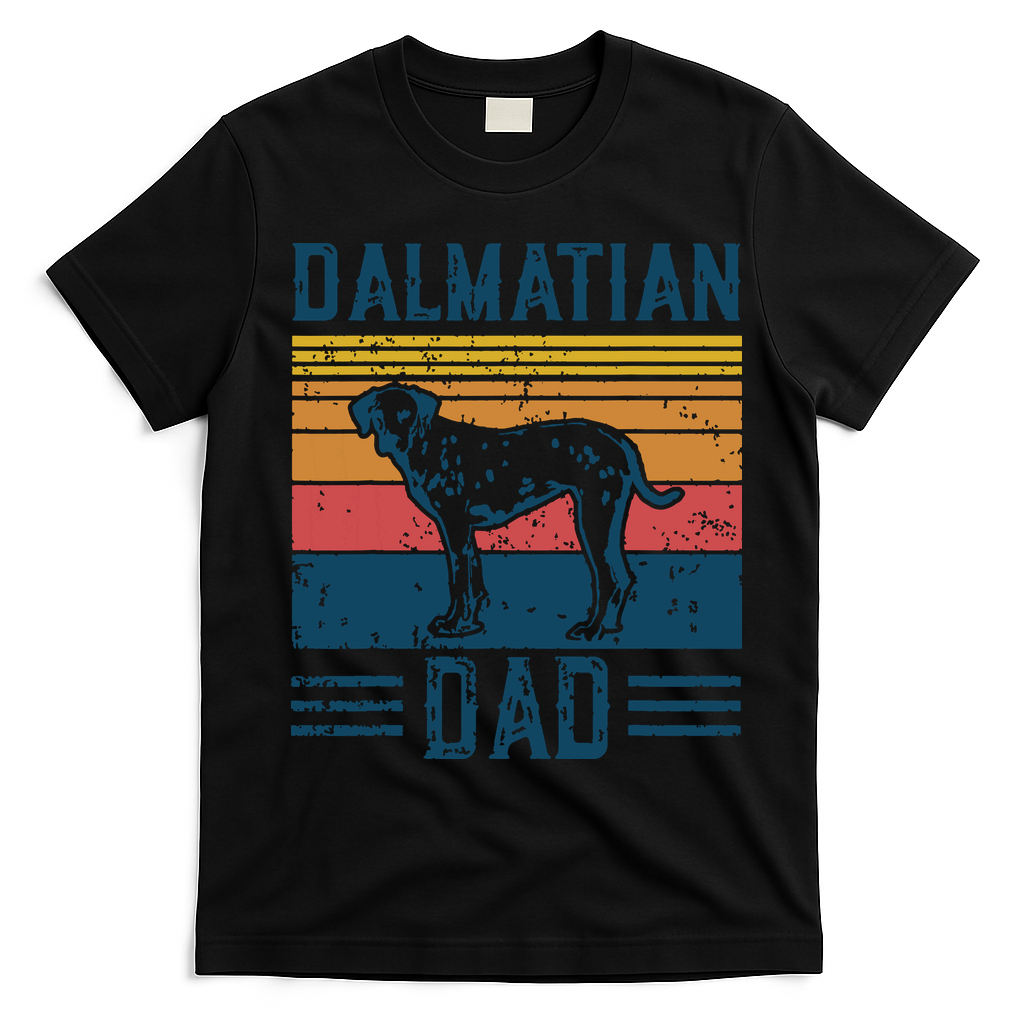 Dog Dalmatian Papa Vintage Dalmatian Dad T-Shirt - Black