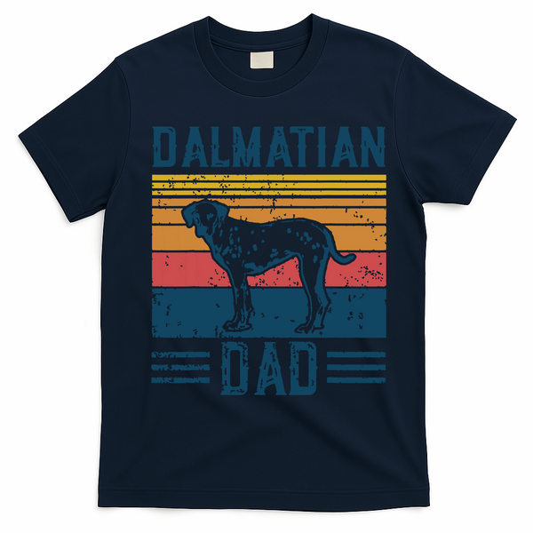 Dog Dalmatian Papa Vintage Dalmatian Dad T-Shirt - Navy Blue