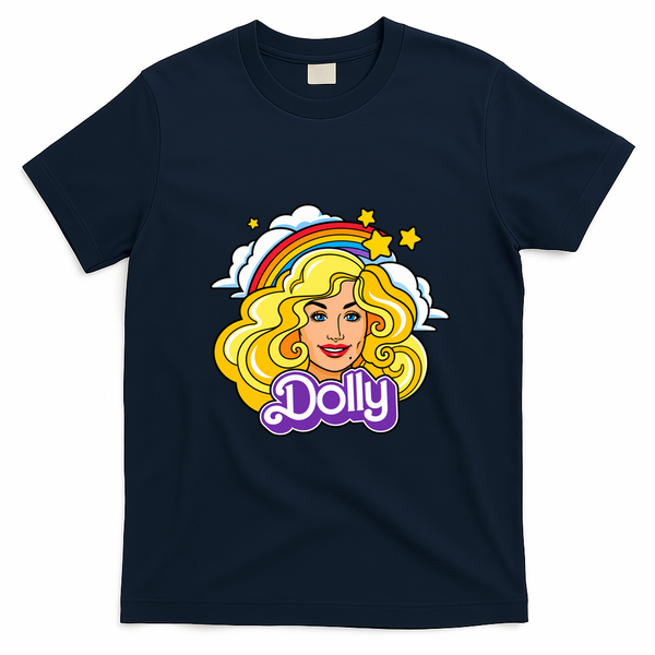 Dolly Doll Rainbow Retro Vintage T-Shirt - Navy Blue