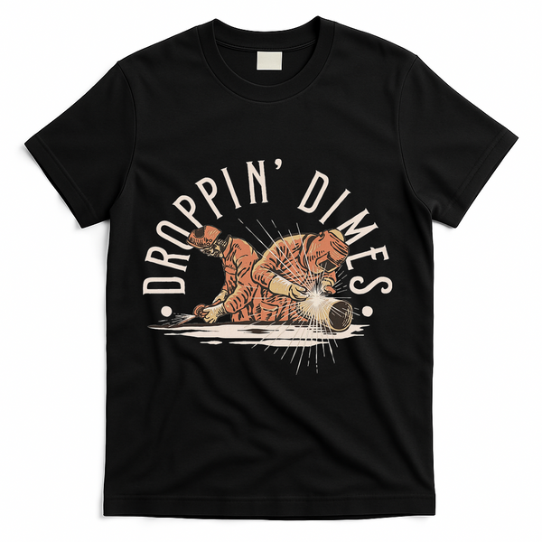 Droppin Dimes Skeleton Welding Humor T-Shirt - Black