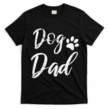 Dog Dad Vintage Distressed Design Funny Dog Paw T-Shirt - Black