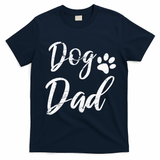 Dog Dad Vintage Distressed Design Funny Dog Paw T-Shirt - Navy Blue
