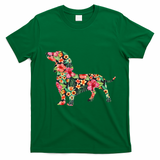 Dachshund Flower Funny Dog Silhouette Floral Gifts Women T-Shirt - Irish Green