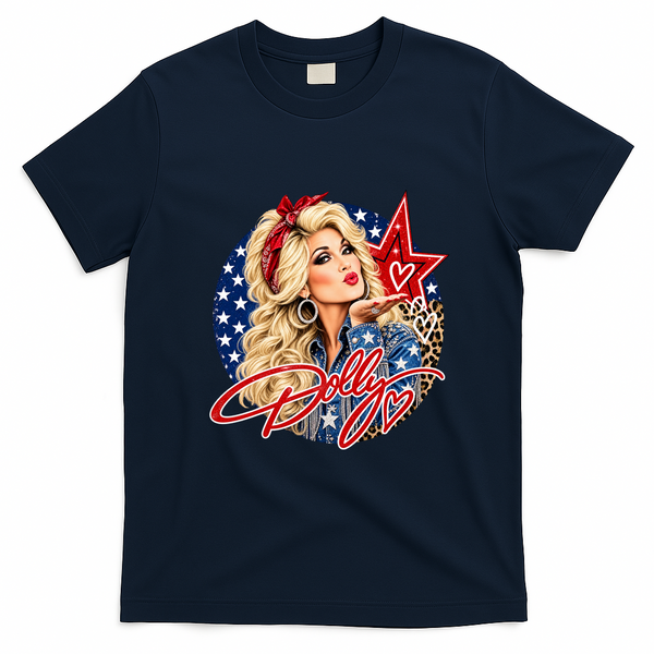 Dolly Forever In Our Hearts Memorial Tribute Country Music Front & Back T-Shirt - Navy Blue