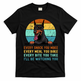 Doberman Hungry Dog Funny Mom Dad I'll be Watching You T-Shirt - Black
