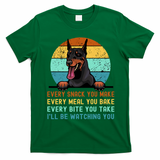 Doberman Hungry Dog Funny Mom Dad I'll be Watching You T-Shirt - Irish Green