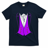 Dracula Halloween Tuxedo Costume Funny Party T-Shirt - Navy Blue