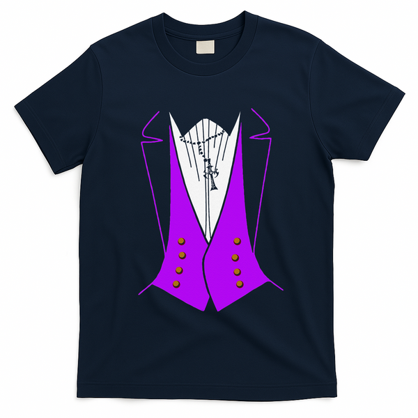 Dracula Halloween Tuxedo Costume Funny Party T-Shirt - Navy Blue