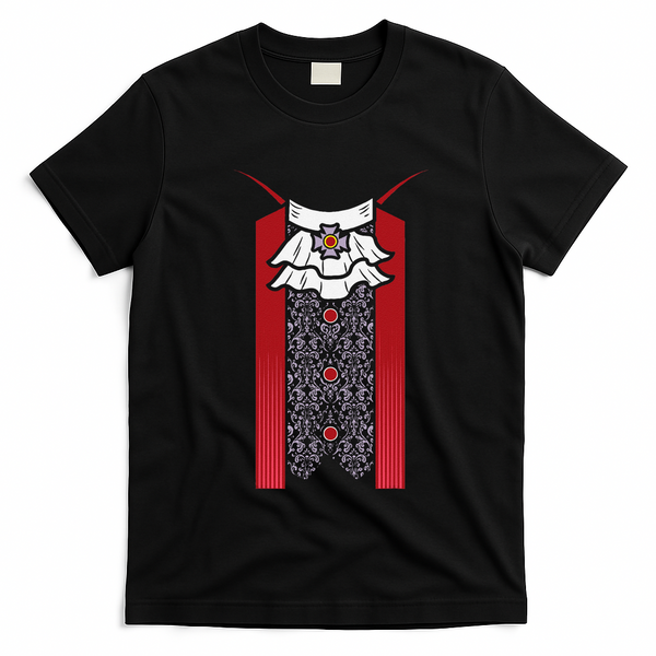 Dracula Halloween Tuxedo Vlad Tepes Costume V2 T-Shirt - Black