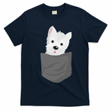 Dog In A Pocket Cute Westie Terrier Lover Puppy T-Shirt - Navy Blue