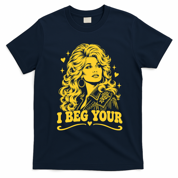 Dolly I Beg Your Parden Funny Slogan T-Shirt - Navy Blue