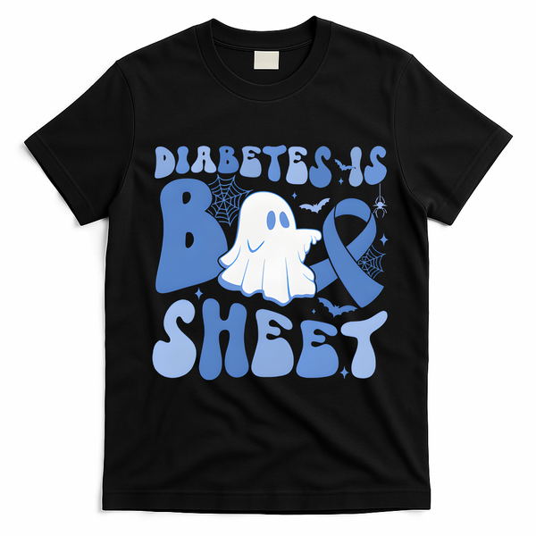 Diabetes Is Boo Sheet Halloween Diabetes Awareness T-Shirt - Black