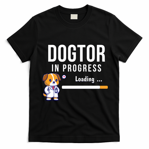 Dogtor In Progress Future Dog Doctor Vet Student Funny Vet Future Vet T-Shirt - Black