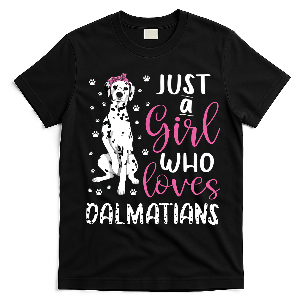 Dalmatian Just A Girl Who Loves Dalmatians Dogs Lover Gift T-Shirt - Black