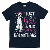 dalmatian Just A Who Loves dalmatians Dogs Lover T-Shirt - Navy Blue
