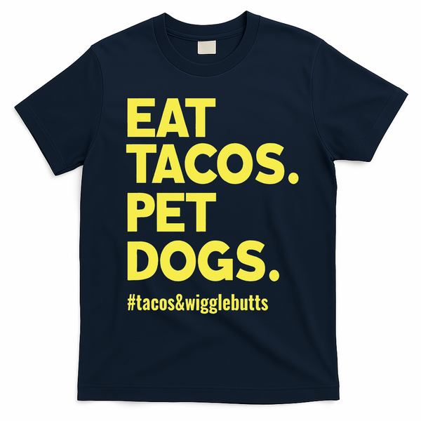 Dog Lover Eat Tacos Pet Dogs Funny Animal T-Shirt - Navy Blue