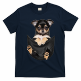 Dog Lovers Gifts Chihuahua In Pocket Funny Dog Face T-Shirt - Navy Blue