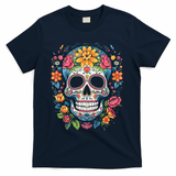 De Los Muertos Day Of The Dead Sugar Skull Halloween T-Shirt - Navy
