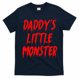 Daddys Little Monster Halloween Blood Red T-Shirt - Navy Blue