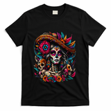 De Los Muertos La Catrina Day Of The Dead Sugar Skull Women T-Shirt - Black
