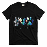 Dog Lover Peace Love Dogs Puppy Paw T-Shirt - Black