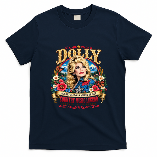 Dolly Memorial Country Music T-Shirt - Navy Blue