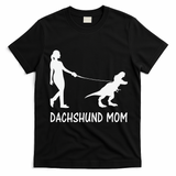 Dachshund Mom Doxie Mama Dog Dinosaur Funny Mothers Day T-Shirt - Black