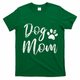 Dog Mom Vintage Distressed Design Funny Dog Paw T-Shirt - Irish Green