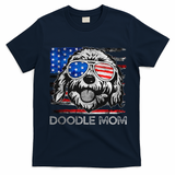 Doodle Mom Vintage American Flag Dog Funny Mothers Day T-Shirt - Navy Blue