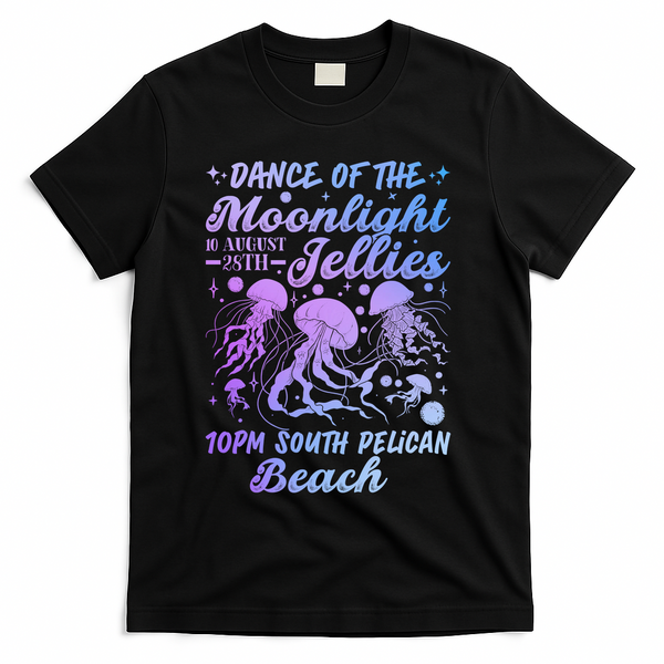 Dance Of The Moonlight Jellies Stardew Valley Pelican Beach T-Shirt - Black
