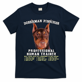 Doberman Pinscher Red Professional Human Trainer Cute Dog T-Shirt - Navy Blue