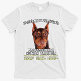 Doberman Pinscher Red Professional Human Trainer Cute Dog T-Shirt - White