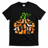 Dachshund Pumpkin Shape Plaid Leopard Dog Autumn Halloween T-Shirt - Black