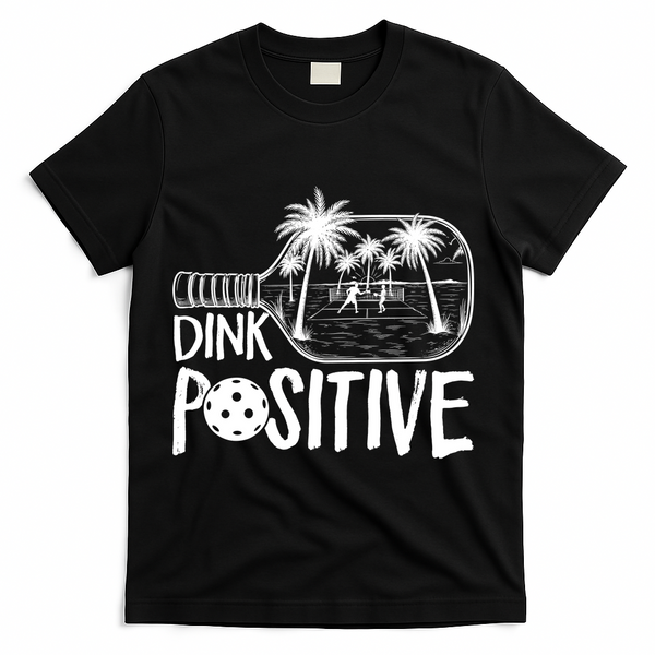 Dink Positive Tropical Pickleball T-Shirt - Black