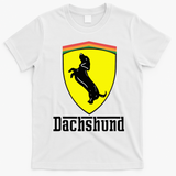 Dachshund Racing Yellow T-Shirt - White