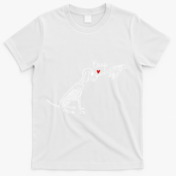 Dog Skeleton Boop Dog Funny Halloween Cool Gift T-Shirt - White