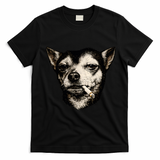 Dog Smoking Cigarette Funny Chihuahua T-Shirt - Black