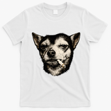 Dog Smoking Cigarette Funny Chihuahua T-Shirt - White