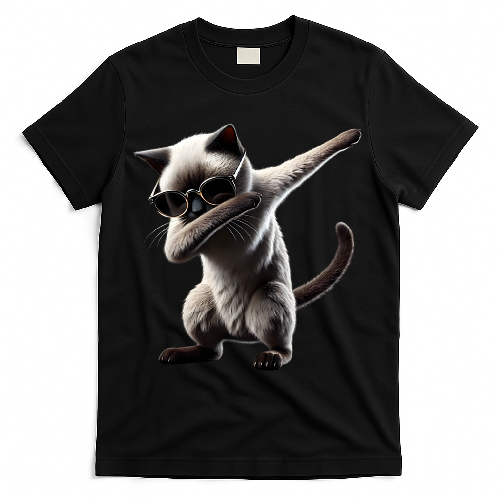 Dabbing Siamese Cat Pet Motif Cool Dab Animal Lover Gift T-Shirt - Black